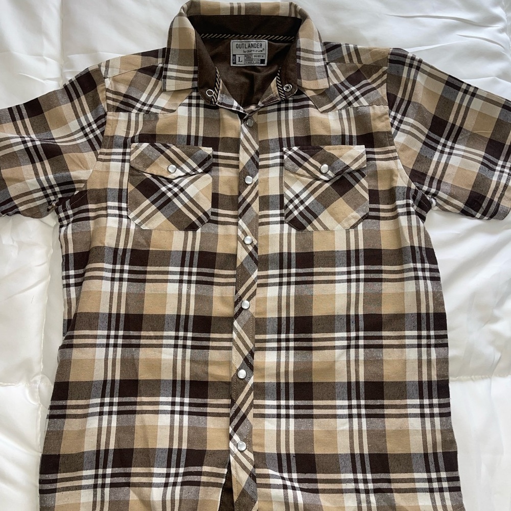 Outlander  kids Tan and Brown Plaid Shirt